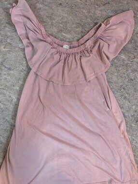 Umgee Dusty Rose Off-Shoulder Ruffle Mini Dress Size Small